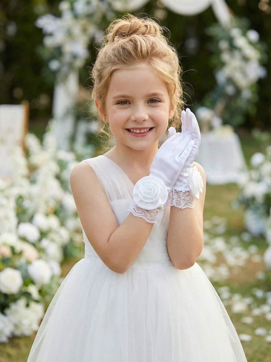 SHEIN BIAŁE RĘKAWICZKI RÓŻA S07