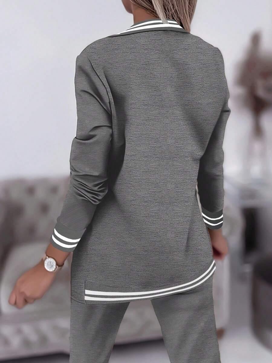 SHEIN SZARY KOMPLET NARZUTKA SPODNIE S06__L