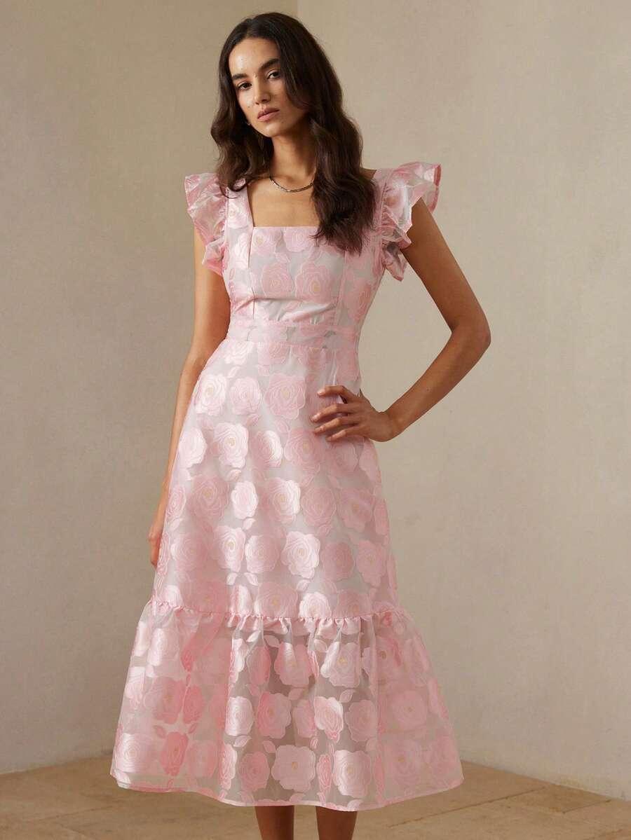 SHEIN RÓŻOWA SUKIENKA ZDOBIENIE S06__M