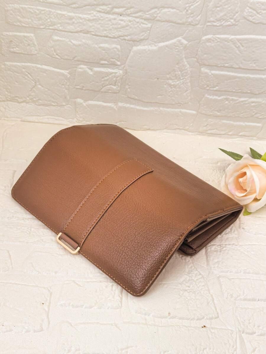 SHEIN BRĄZOWY PORTFEL IMITACJA SKÓRY S07__10X20CM