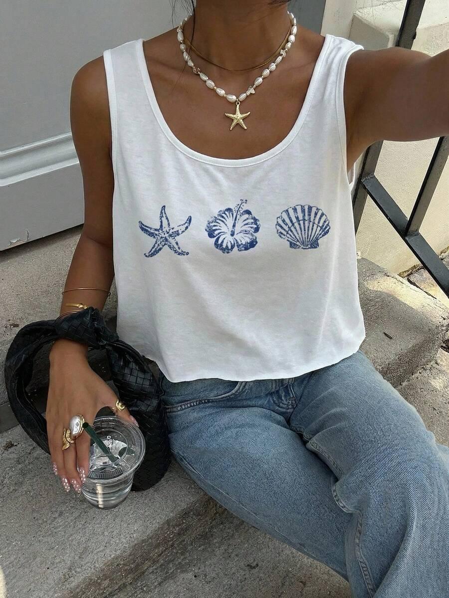 SHEIN BIAŁY TOP NADRUK S06__M