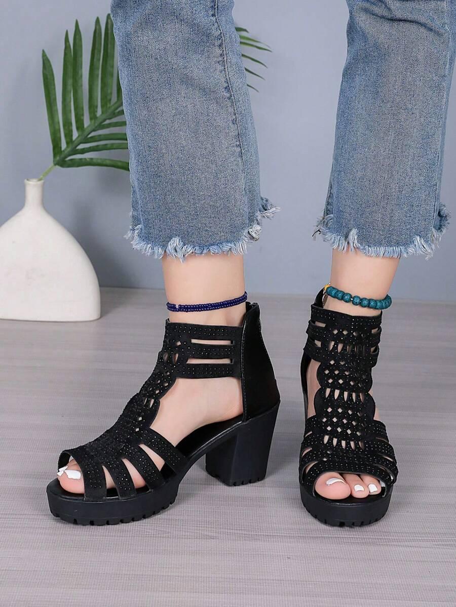 SHEIN CZARNE SANDAŁY OBCAS S06__38