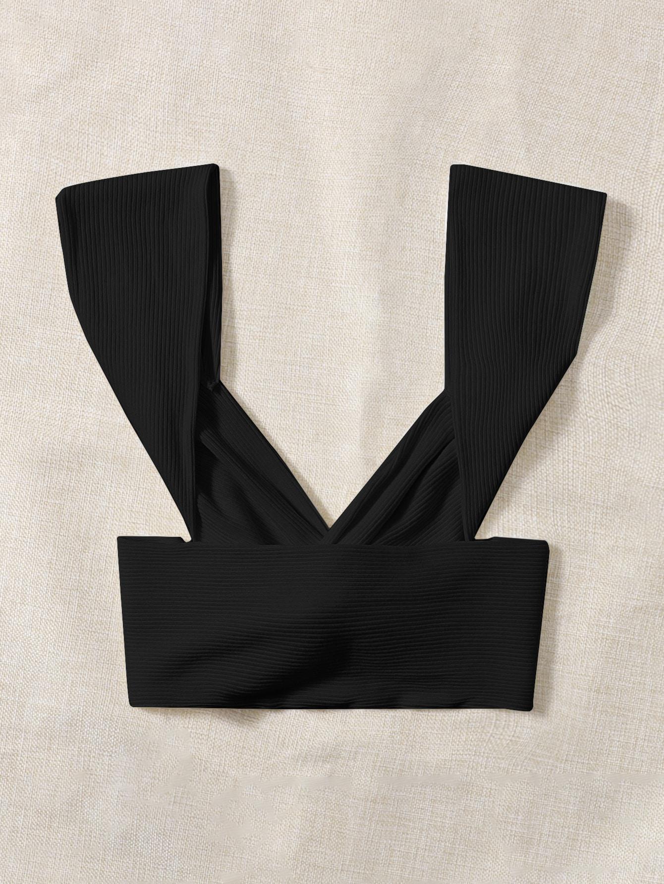 SHEIN CZARNY TOP PRĄŻKI PK01__L