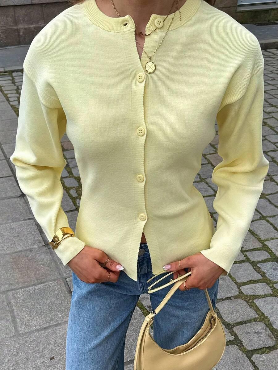 SHEIN ŻÓŁTY ROZPINANY SWETER S06__M