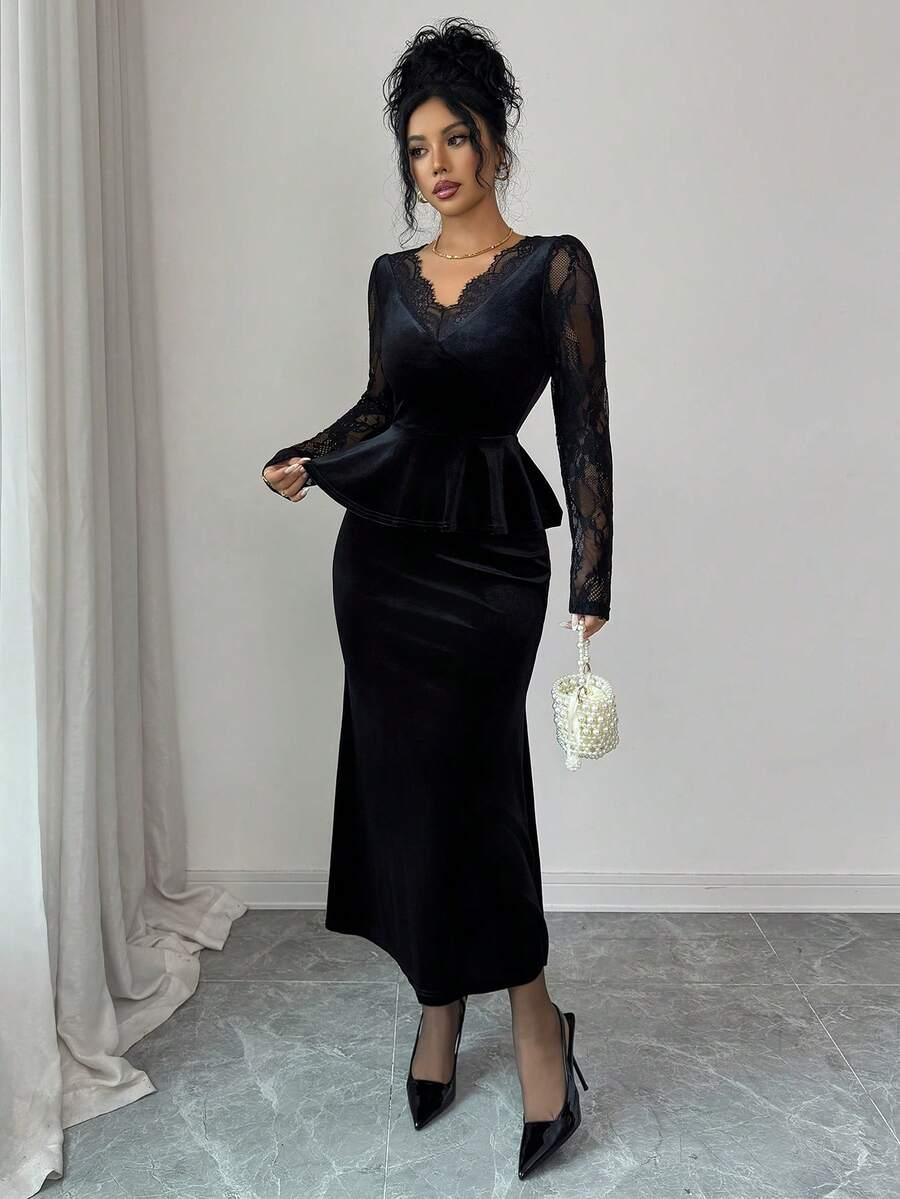 SHEIN CZARNA WELUROWA SUKIENKA S06__XL