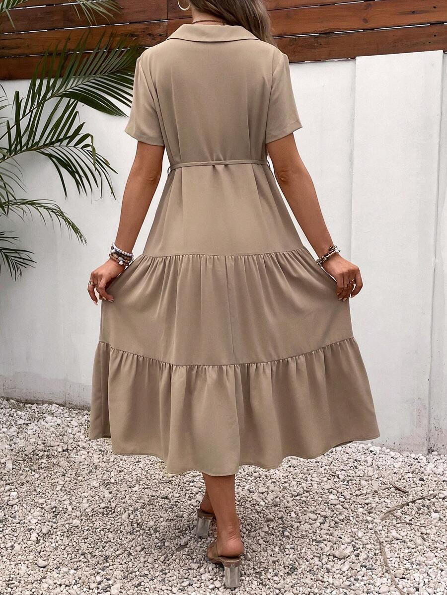 SHEIN BEŻOWA CIĄŻOWA SUKIENKA S06__M