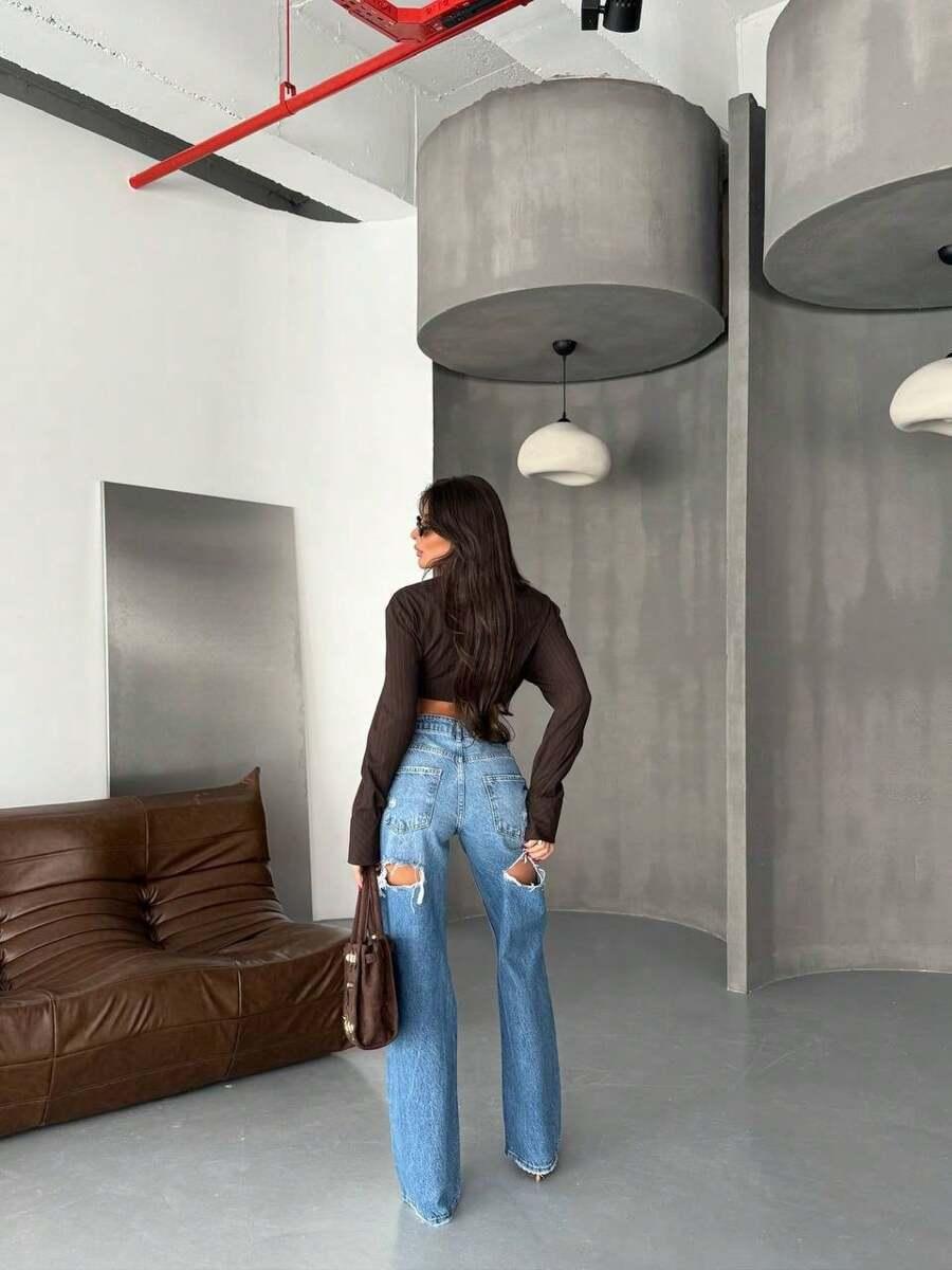 SHEIN NIEBIESKIE SPODNIE JEANS S06__XS