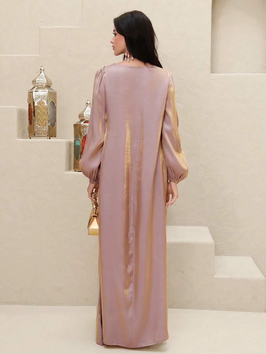 SHEIN RÓŻOWA MAXI SUKIENKA ZDOBIENIE S06__M