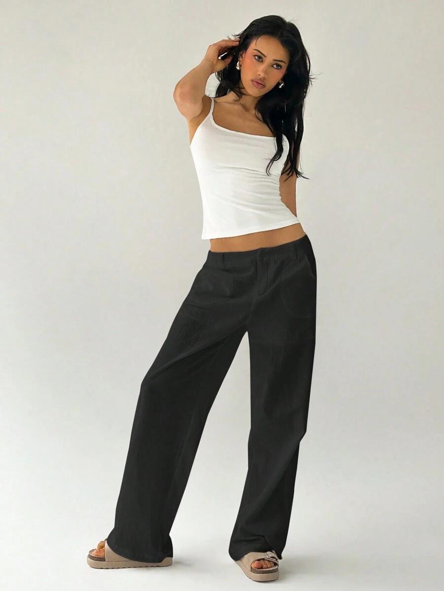 EASELLE CZARNE SPODNIE CASUAL S06__XS