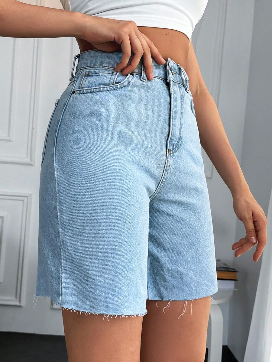 SHEIN KRÓTKIE SPODENKI JEANS WYSOKI STAN KIESZENIE PK01__M