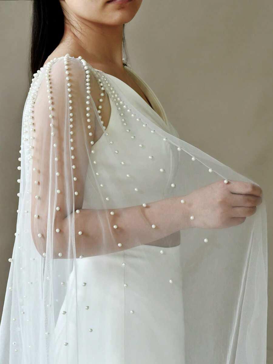 SHEIN BIAŁY RĘKAW ZDOBIENIE S07__OS