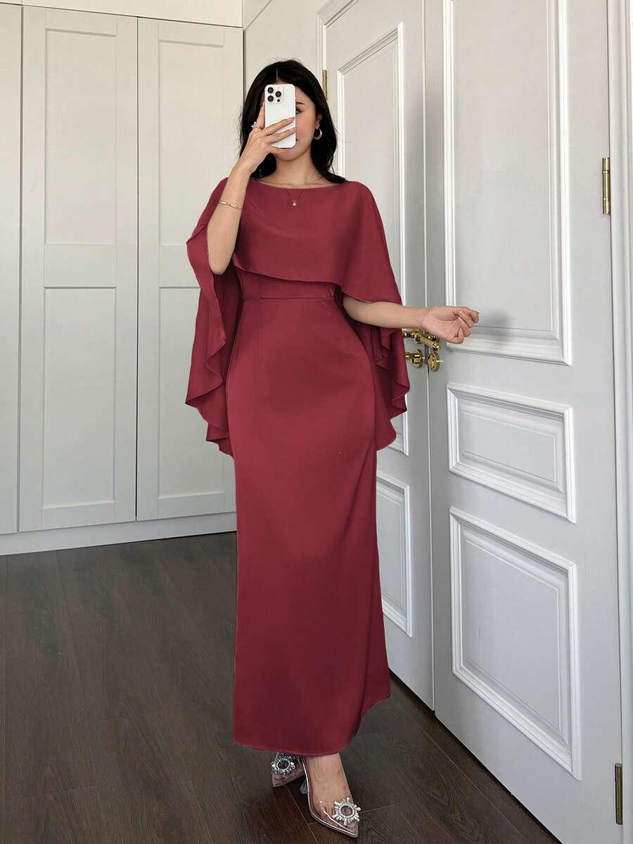 SHEIN BORDOWA SATYNOWA MAXI SUKIENKA S06__XL