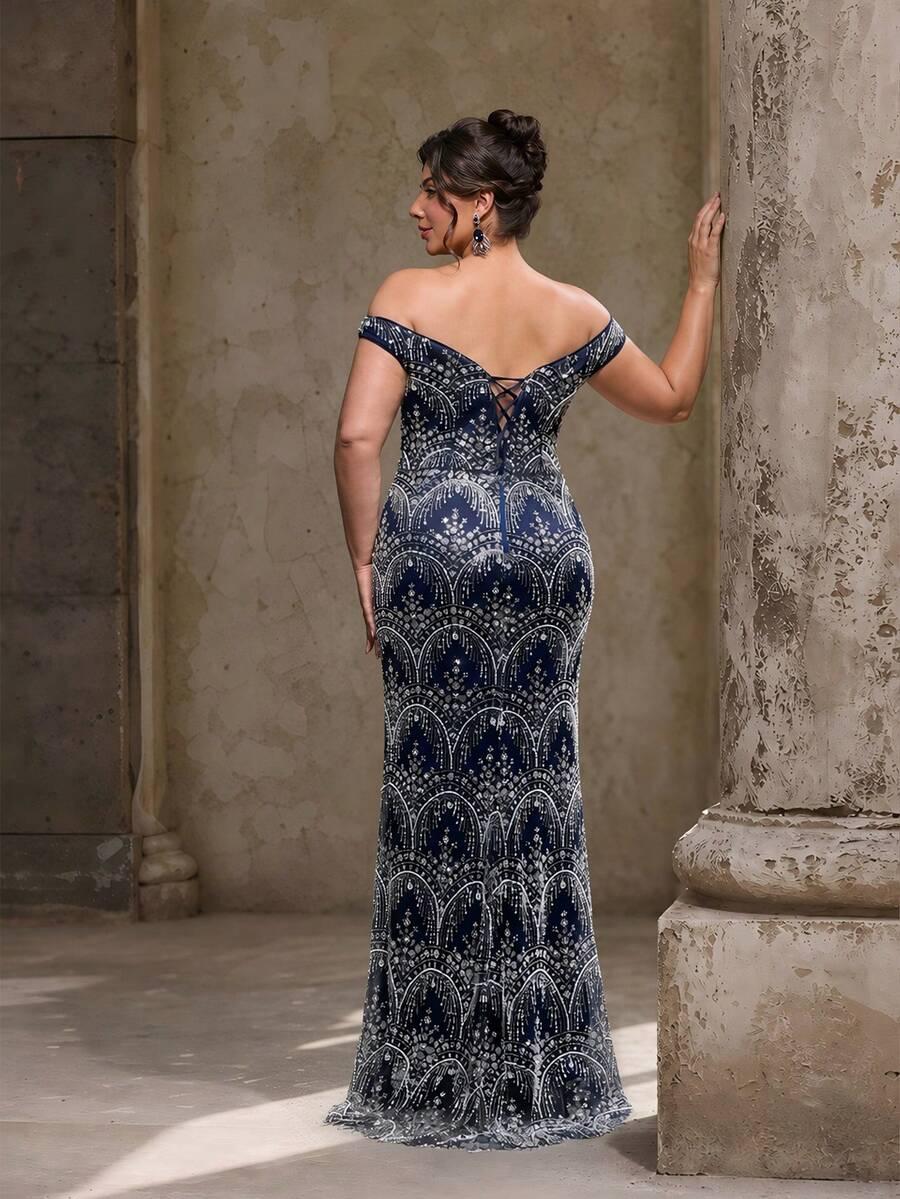 VIPGIRL GRANATOWA MAXI SUKIENKA ODKRYTE RAMIONA ZDOBIENIE S06__XXL
