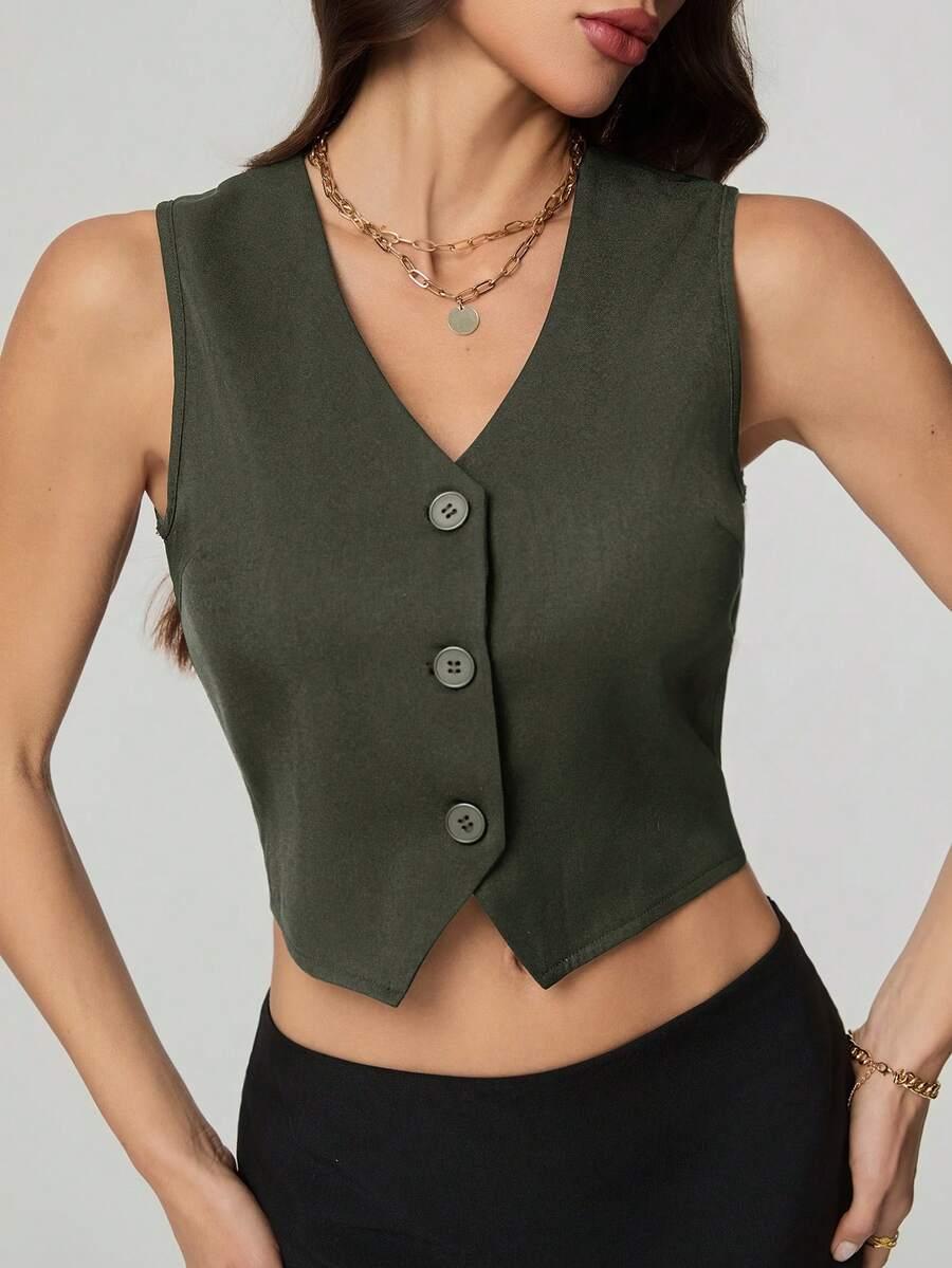 SHEIN ZIELONA KAMIZELKA GUZIKI S06__L