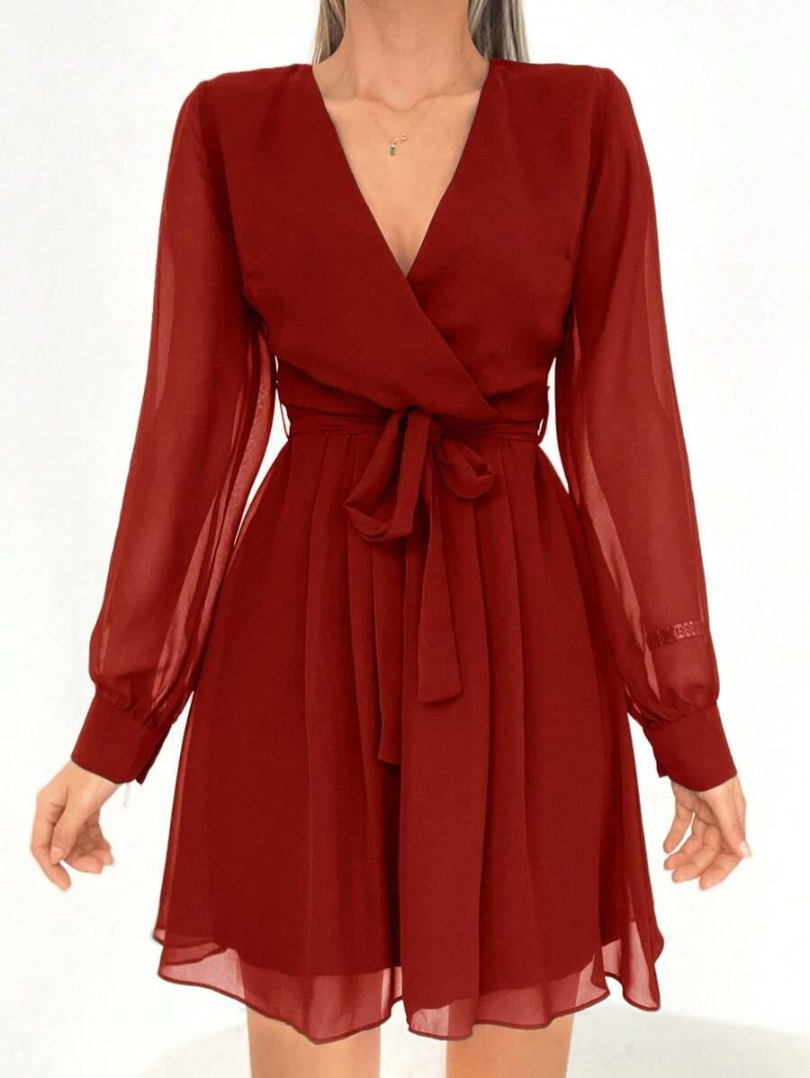 SHEIN POMARAŃCZOWA SUKIENKA PRZED KOLANO S06__S