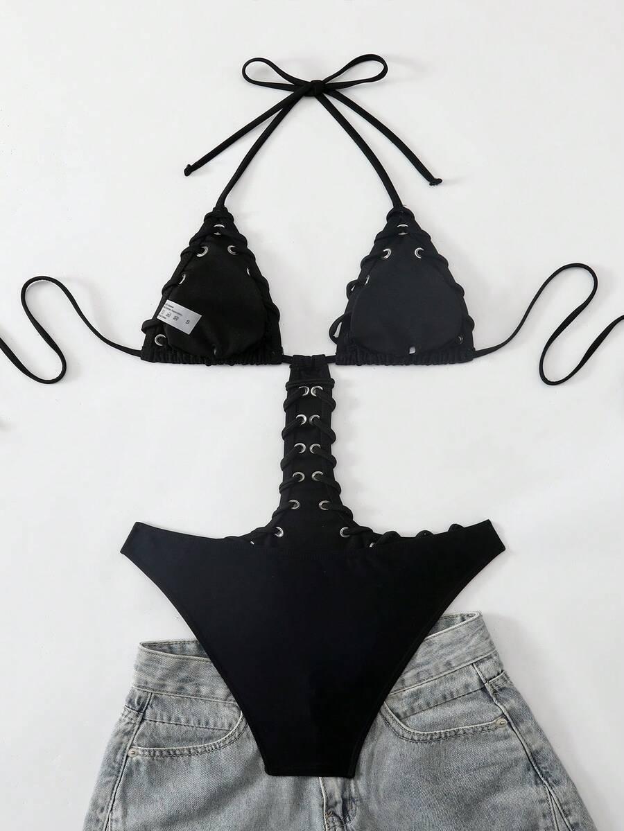 SHEIN CZARNY JEDNOCZĘŚCIOWY STRÓJ KĄPIELOWY S09__S