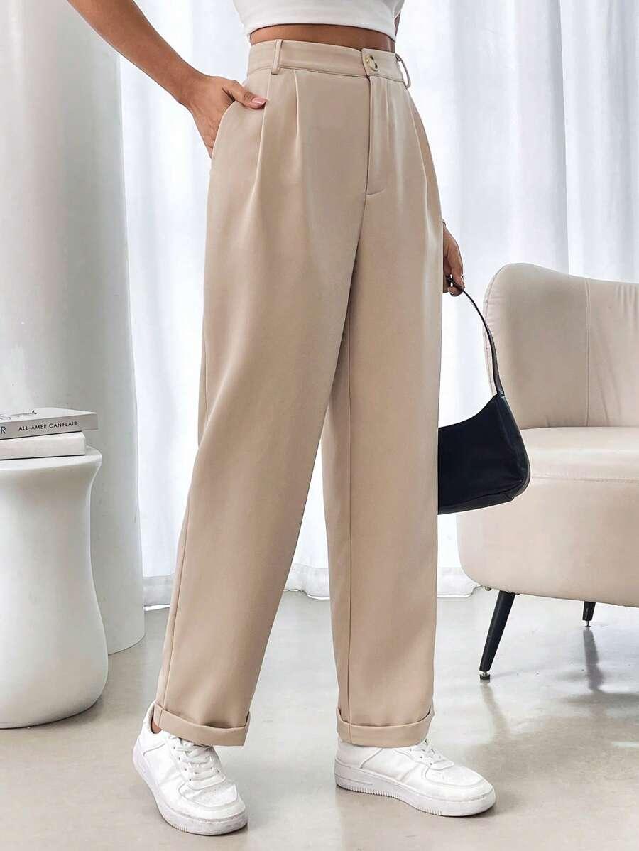 SHEIN BEŻOWE SPODNIE KIESZENIE S06__XL