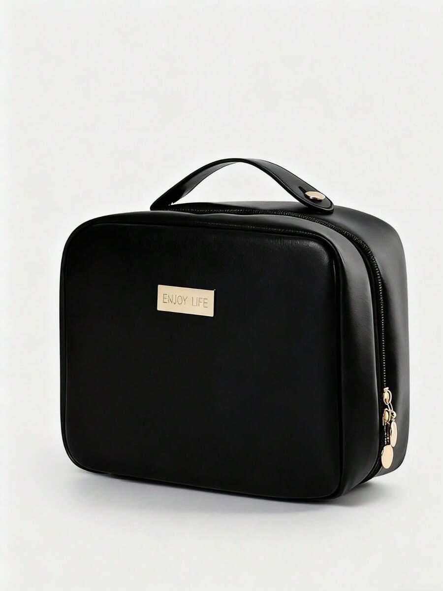 SHEIN CZARNA KOSMETYCZKA ZAMEK S07__24X10X18