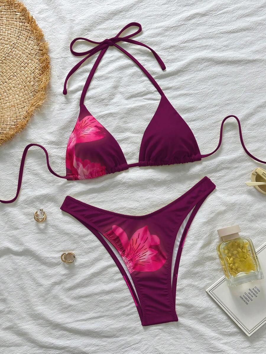 SHEIN DWUCZĘŚCIOWY STRÓJ KĄPIELOWY WZÓR KWIATY S09__M