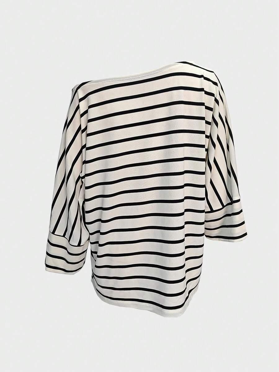 SHEIN BIAŁA BLUZKA PASKI S06__XL