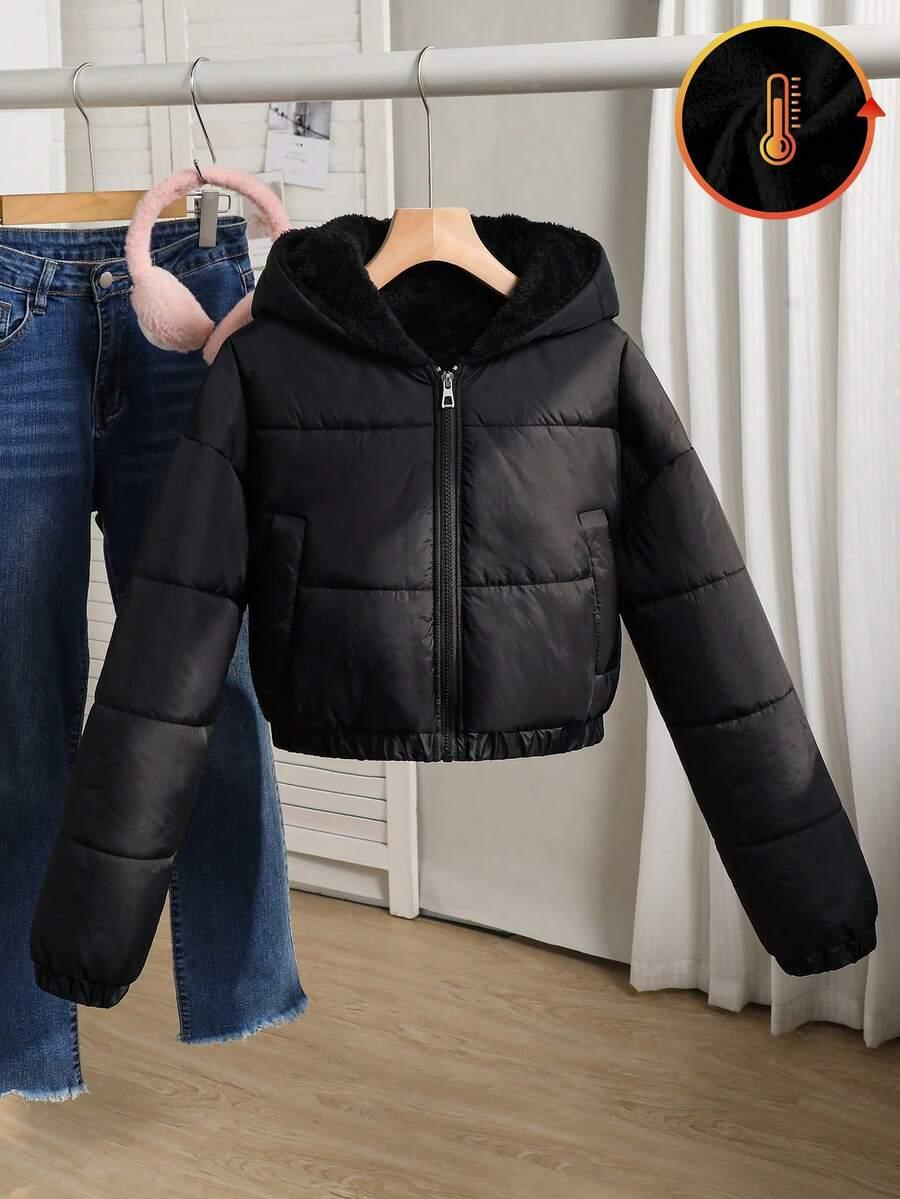 SHEIN CZARNA PIKOWANA KURTKA ZAMEK W01__152-158CM