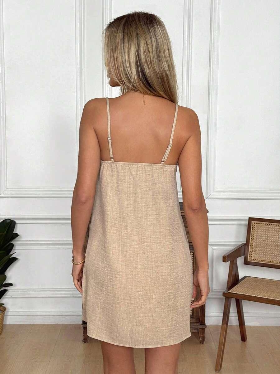 SHEIN BEŻOWA MINI SUKIENKA S06__S