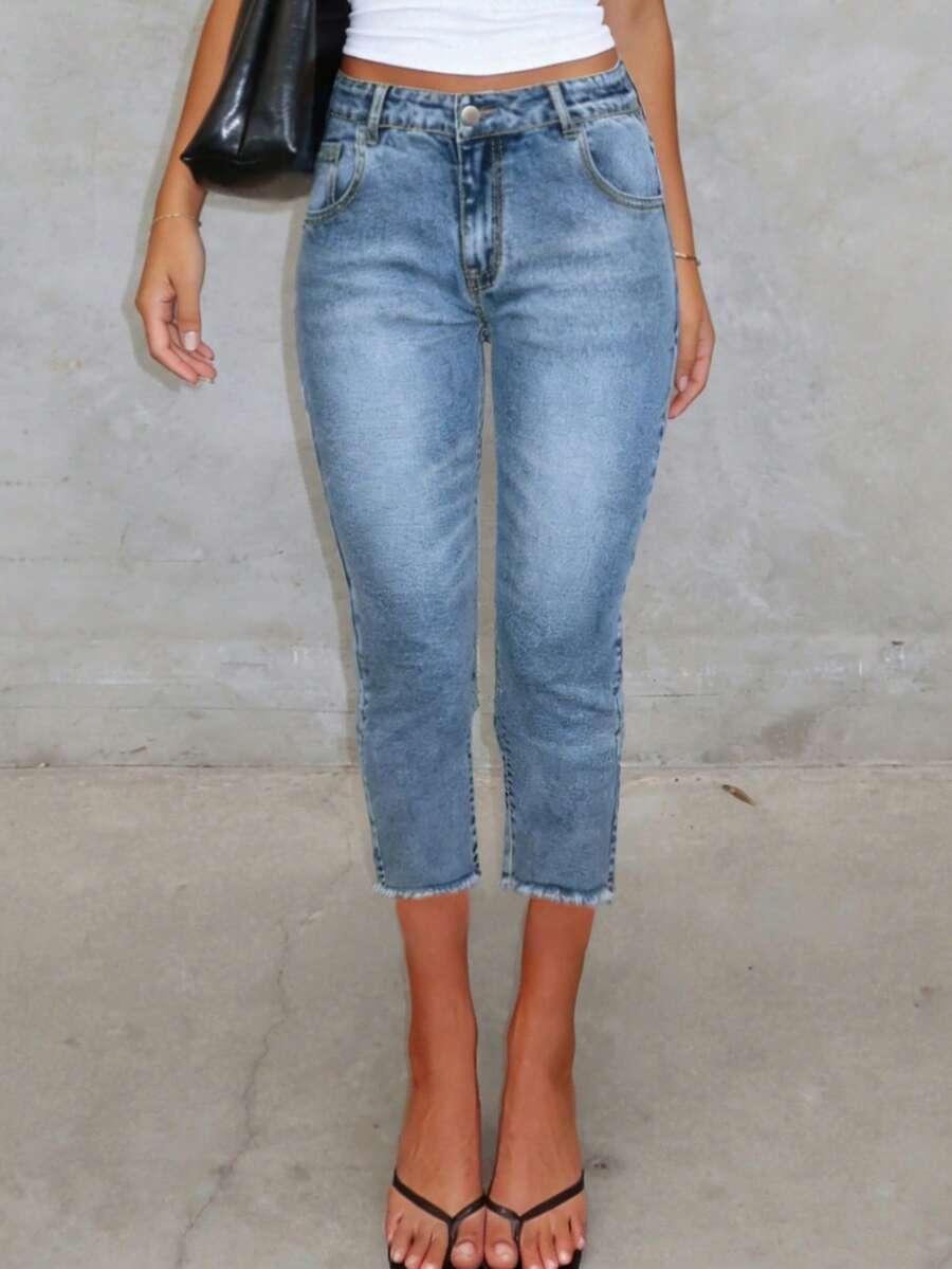 SHEIN NIEBIESKIE SPODNIE JEANS 3/4 PK01__L