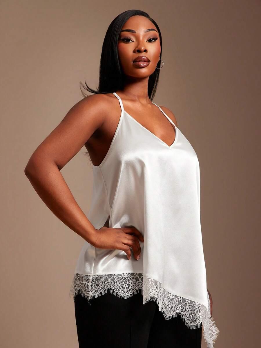 SHEIN SATYNOWY TOP KORONKA S06__48