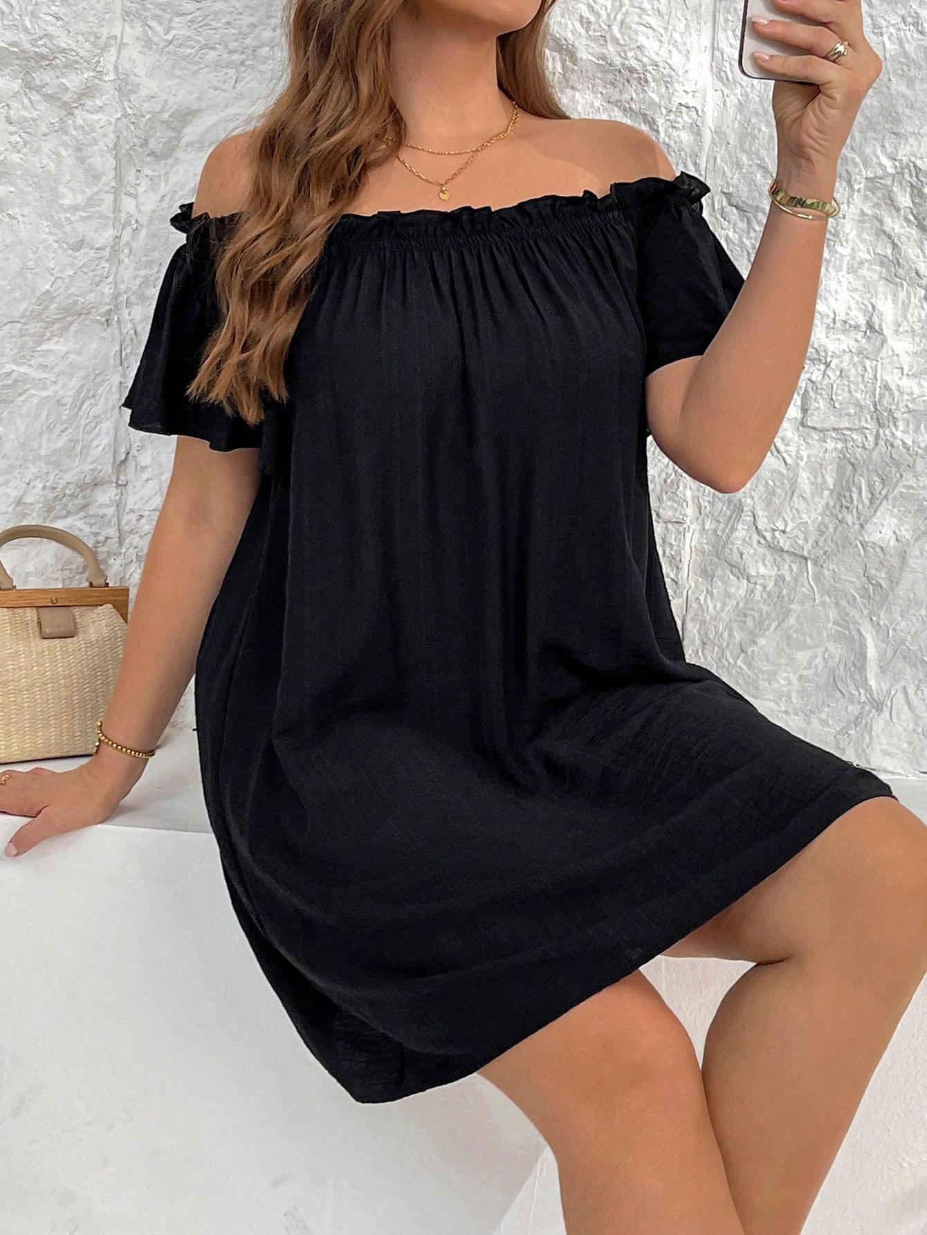 SHEIN CZARNA SUKIENKA ODKRYTE RAMIONA S06__XXL