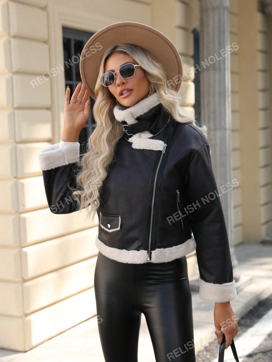 SHEIN CZARNA KURTKA IMITACJA SKÓRY W01__L