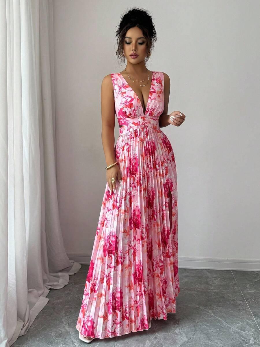ELENZGA PLISOWANA MAXI SUKIENKA PRINT S06__M