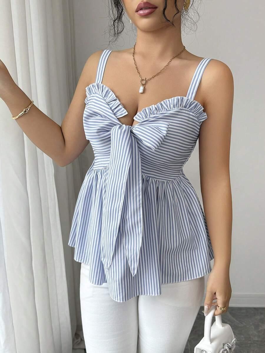 SHEIN TOP NA RAMIĄCZKACH W PASKI WIĄZANIE S06__S