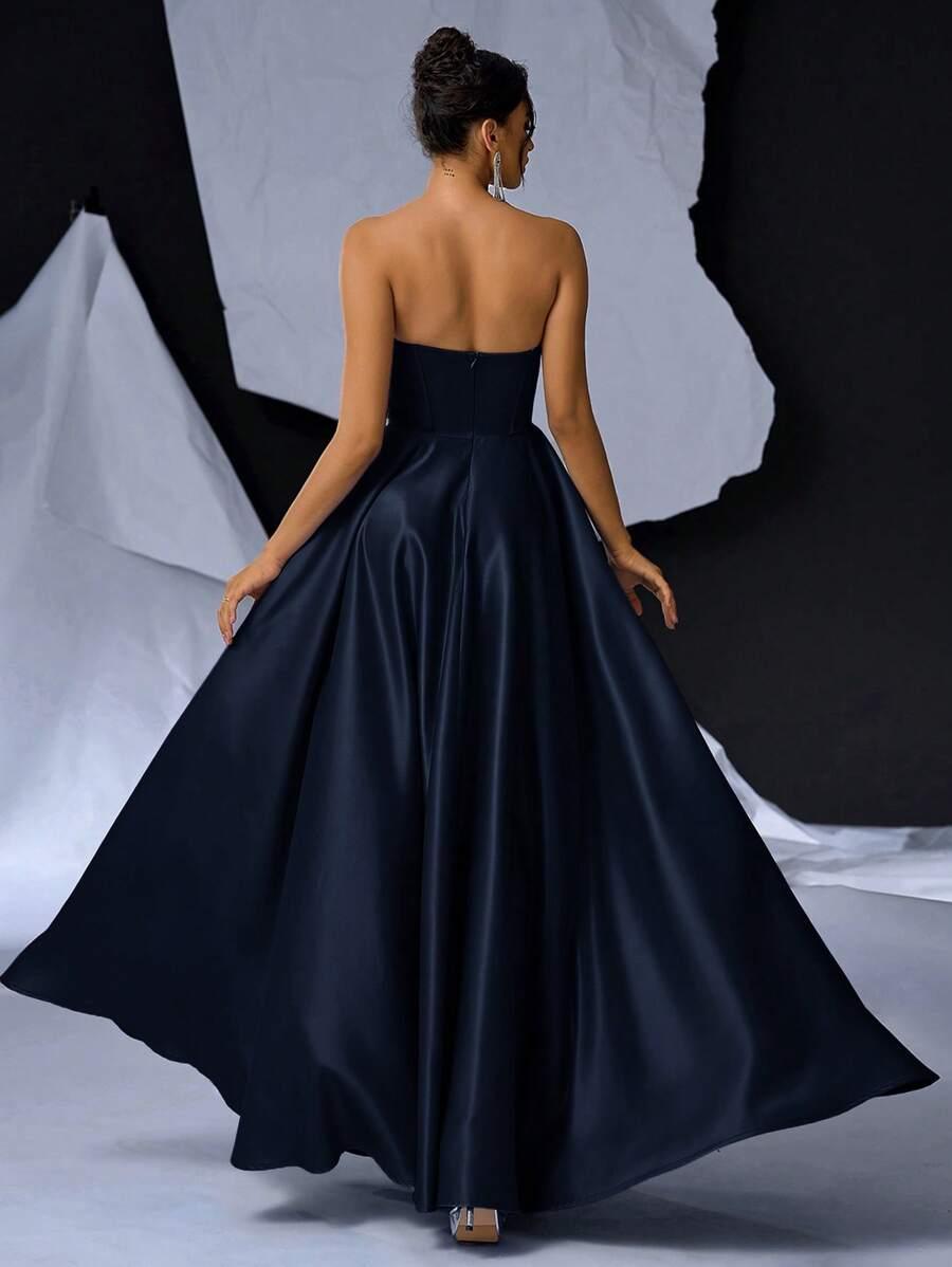 SHEIN GORSETOWA MAXI SUKIENKA CEKINY ODKRYTE RAMIONA S06__L