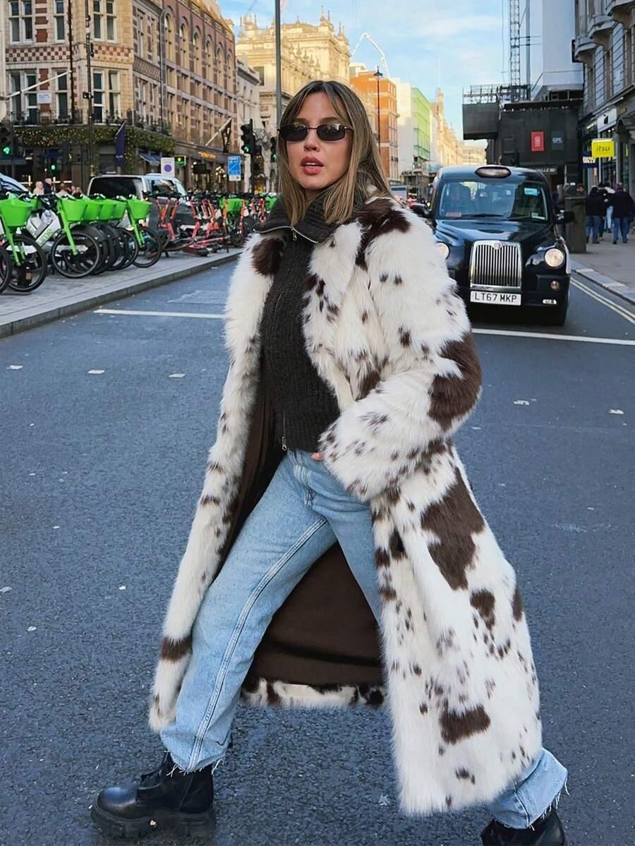 SHEIN SZTUCZNE FUTRO ANIMAL PRINT W01__M