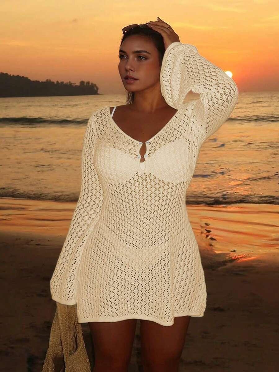 SHEIN BEŻOWA SUKIENKA PLAŻOWA PK01__M