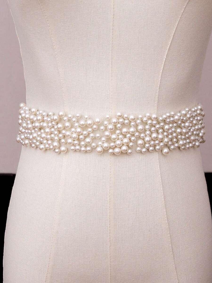 SHEIN BIAŁY PASEK ZDOBIENIE TIUL S07