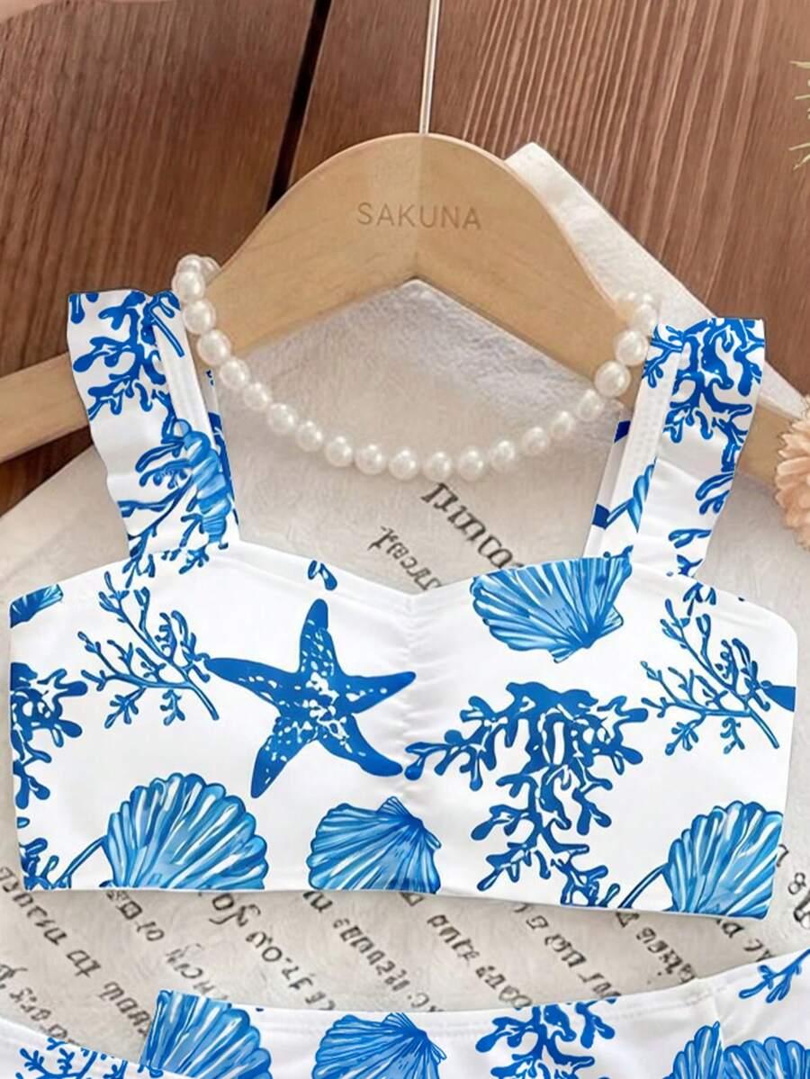 SHEIN DWUCZĘŚCIOWY STRÓJ KĄPIELOWY SPÓDNICA KOMPLET S09__104-110