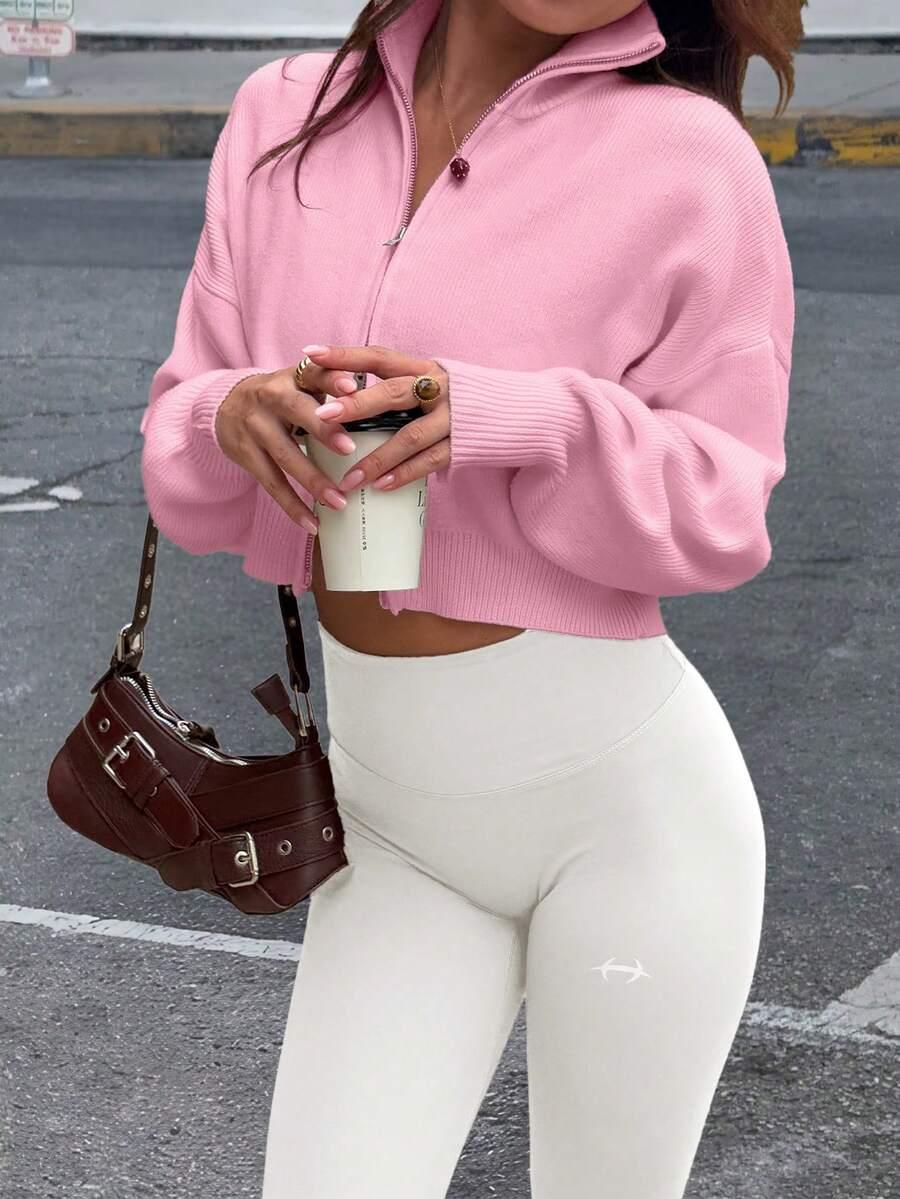 SHEIN RÓŻOWY SWETER ZAMEK S06__XS