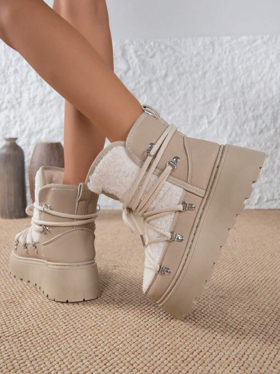 SHEIN BEŻOWE ŚNIEGOWCE FUTERKO W01__38