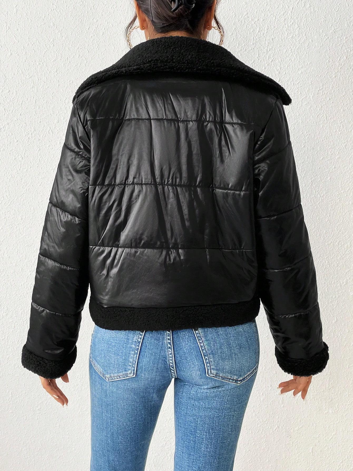 SHEIN CZARNA KURTKA ŁĄCZENIE W01__L