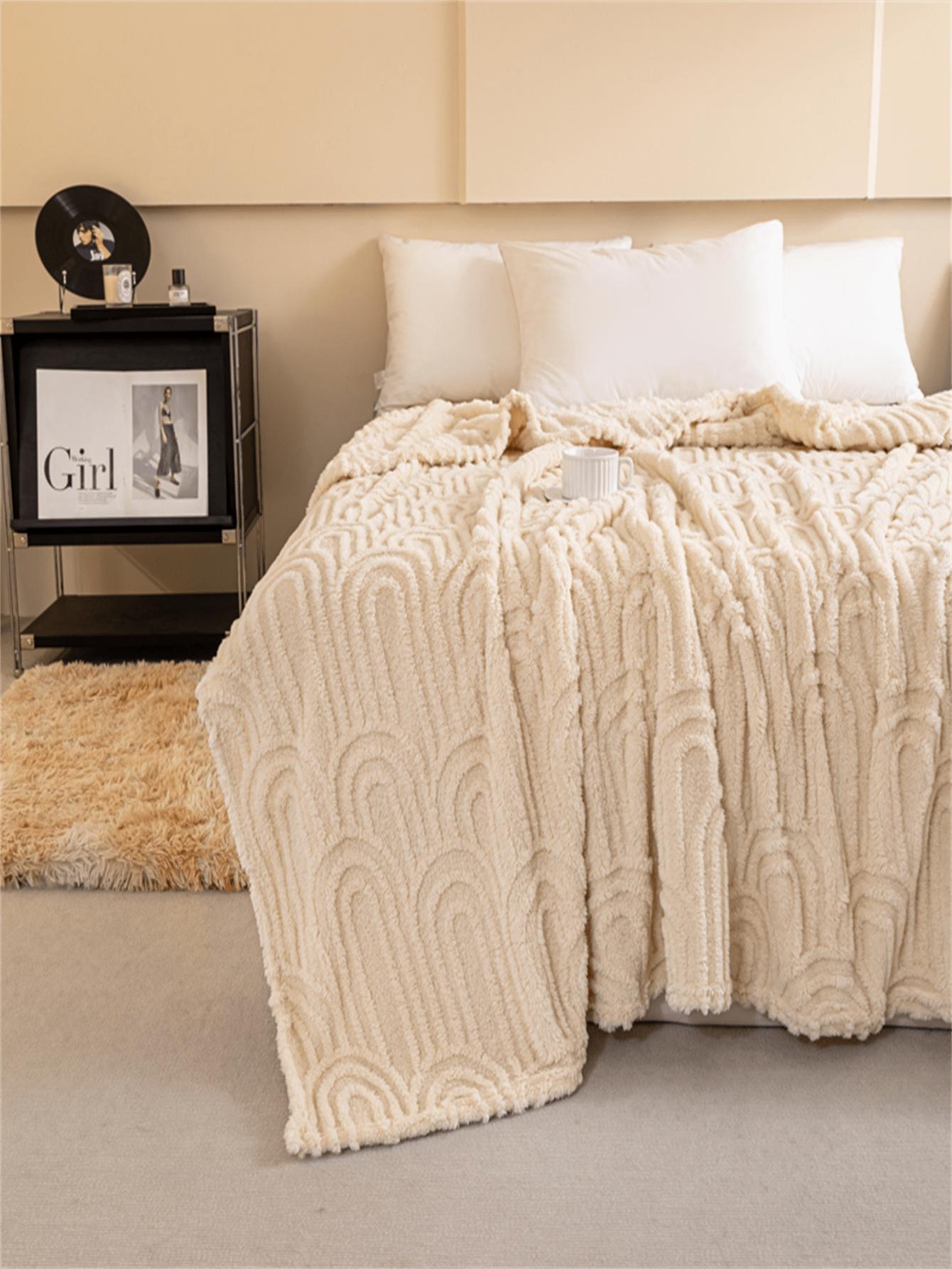 SHEIN BEŻOWY KOC TEKSTURA S07__100X150CM