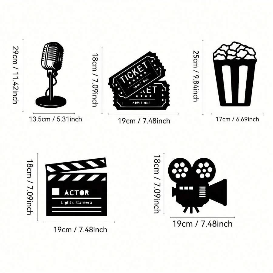 SHEIN METALOWE DEKORACJE ŚCIENNE Z MOTYWEM FILMOWYM 5-PACK S07__