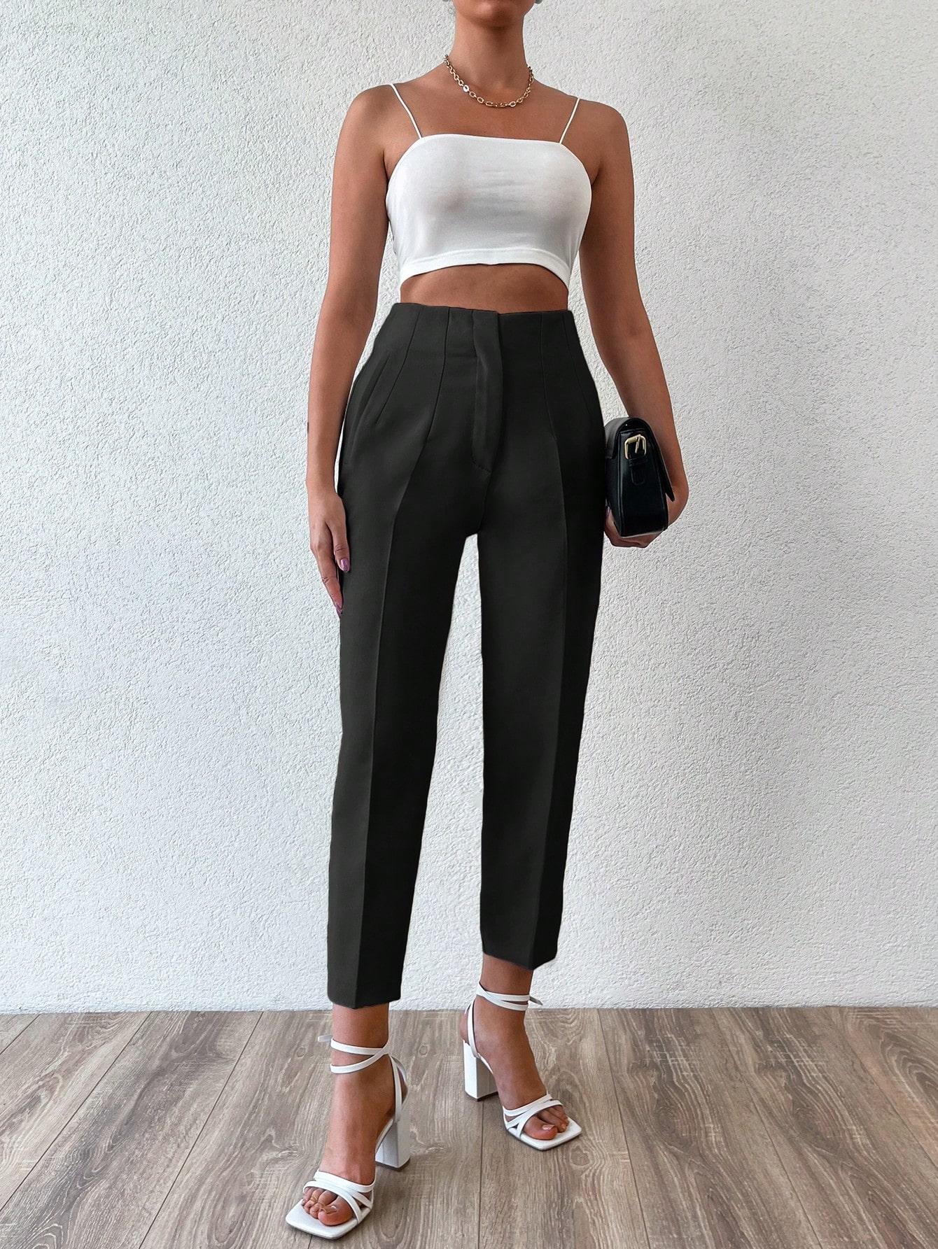 SHEIN CZARNE SPODNIE CYGARETKI WYSOKI STAN S06__L