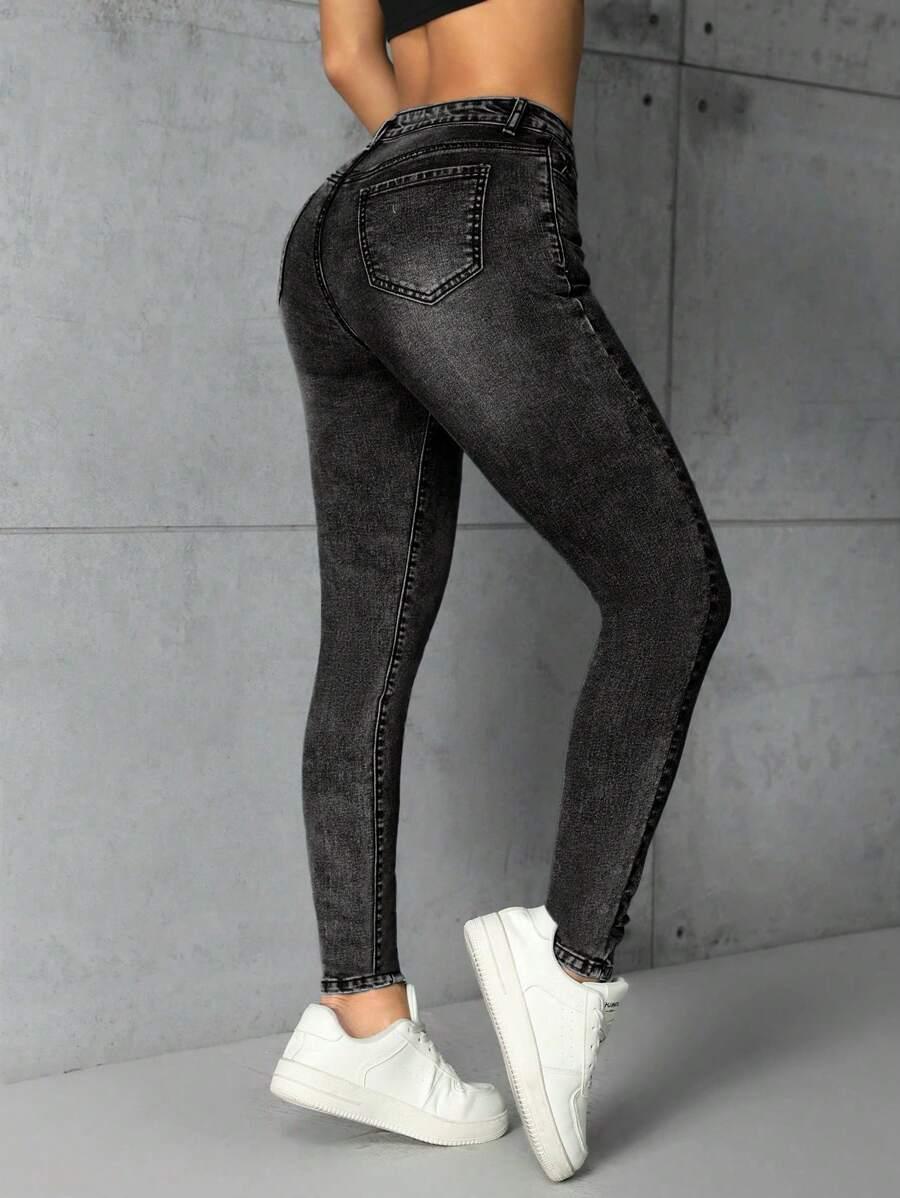 SHEIN SPODNIE RURKI JEANS S06__L