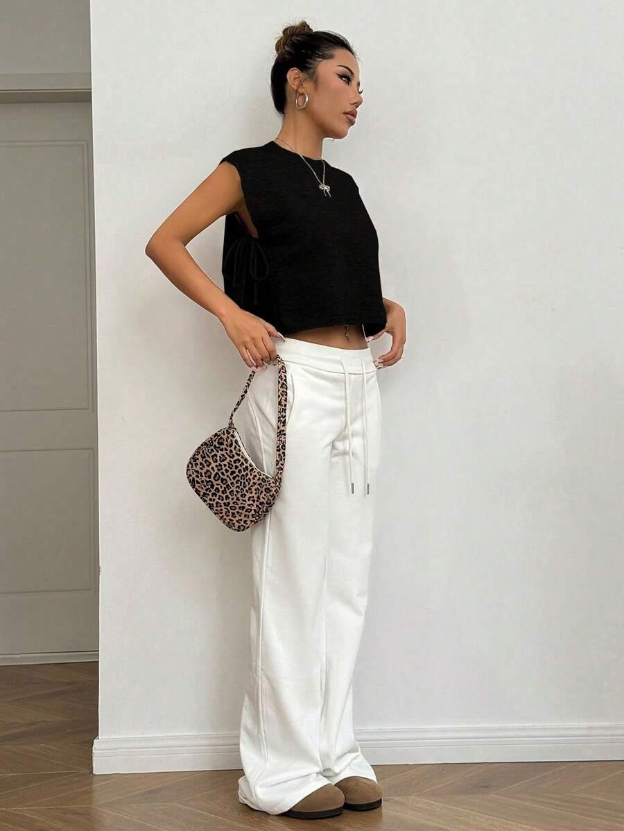 SHEIN CZARNY DZIANINOWY TOP S06__L