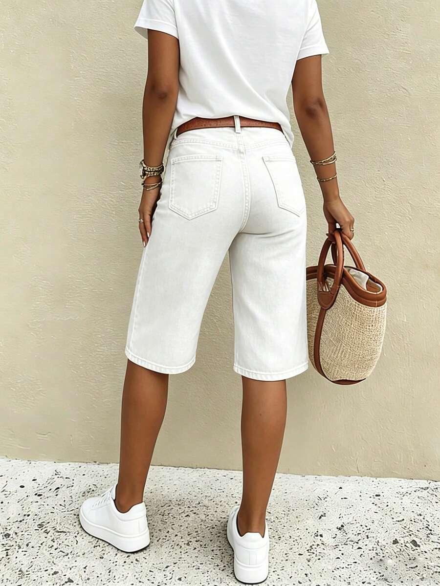 SHEIN BIAŁE SPODENKI JEANS S06__S