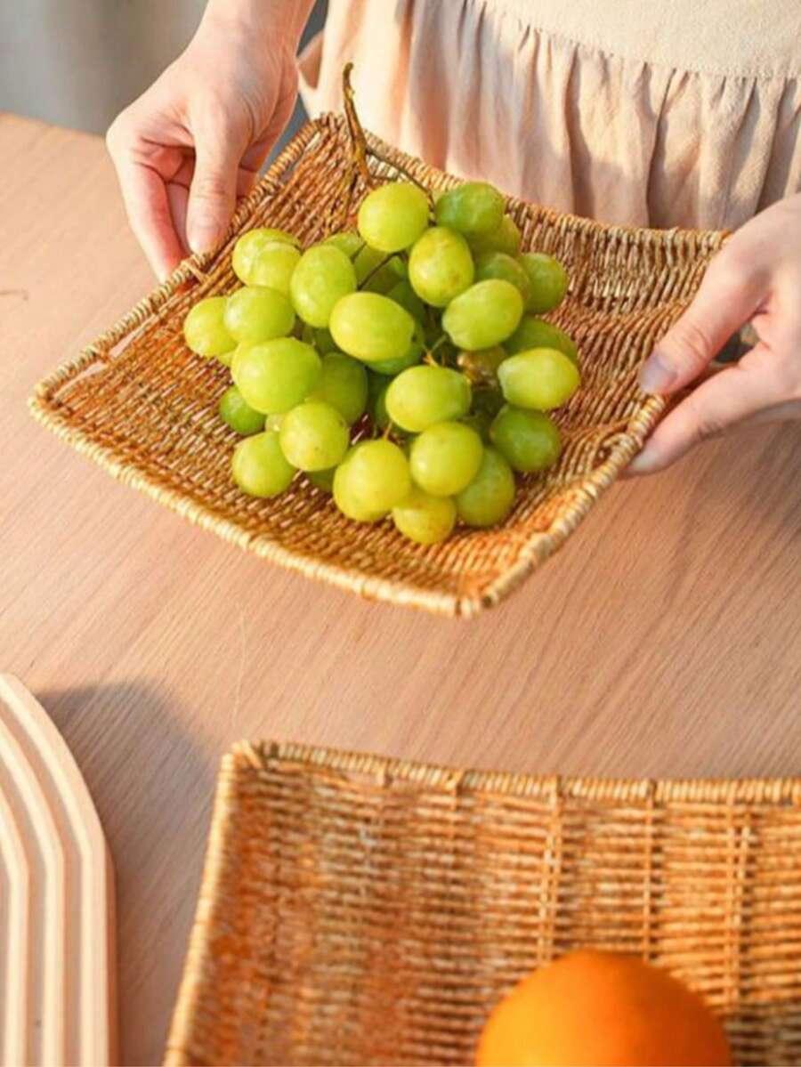SHEIN BRĄZOWY DREWNIANY TALERZ S07