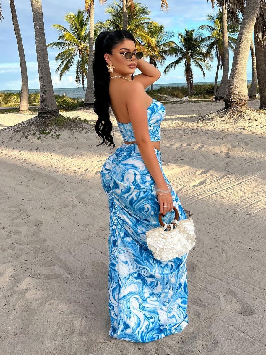 SHEIN NIEBIESKA MAXI SPÓDNICA S06__M