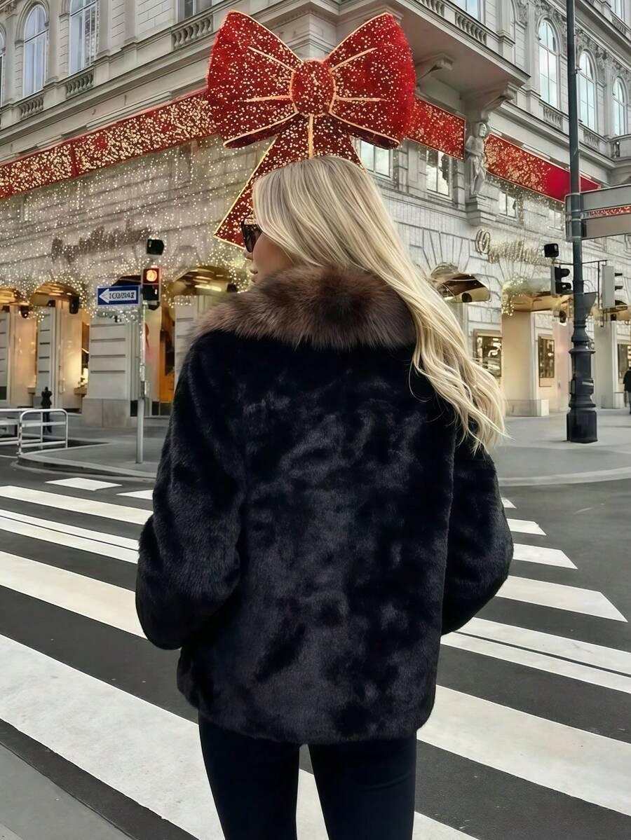 SHEIN CZARNE SZTUCZNE FUTRO W01__M