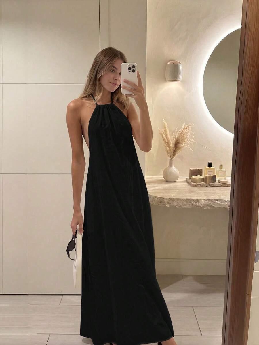SHEIN CZARNA SUKIENKA MAXI S06__S
